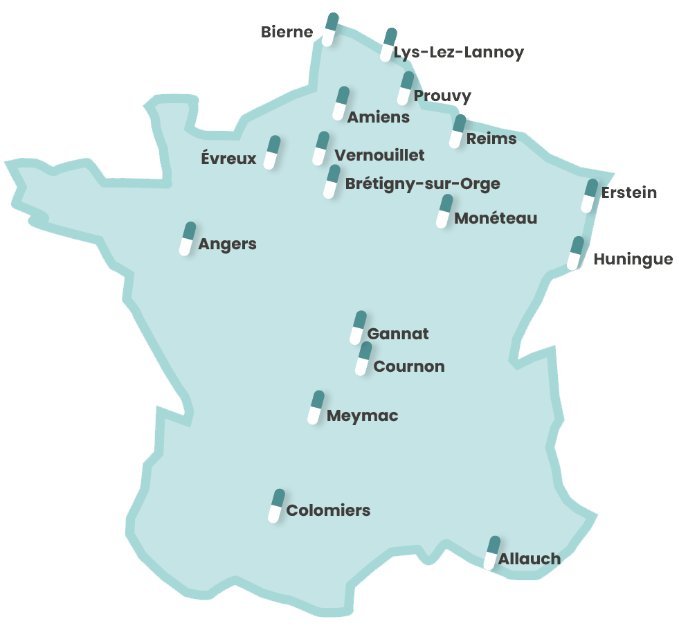 Carte des partenaires industriels en France